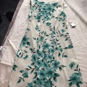 White and teal dress
